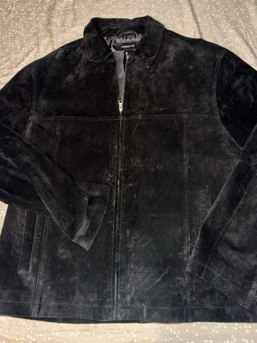 Claiborne Black Suede Zip Jacket